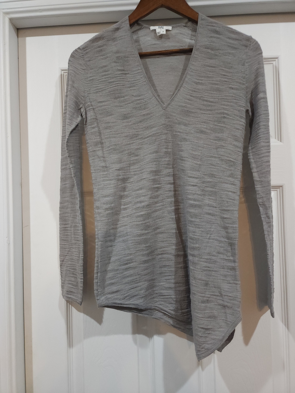 Helmut Lang Light Gray V-Neck Knit Sweater